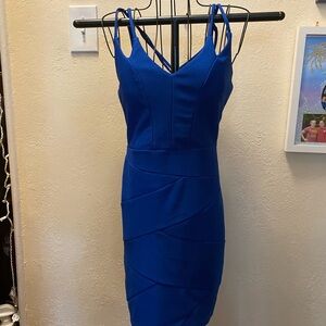 Emerald Sundae Blue Bodycon Mini Dress Spaghetti Strap V-Neck Cocktail